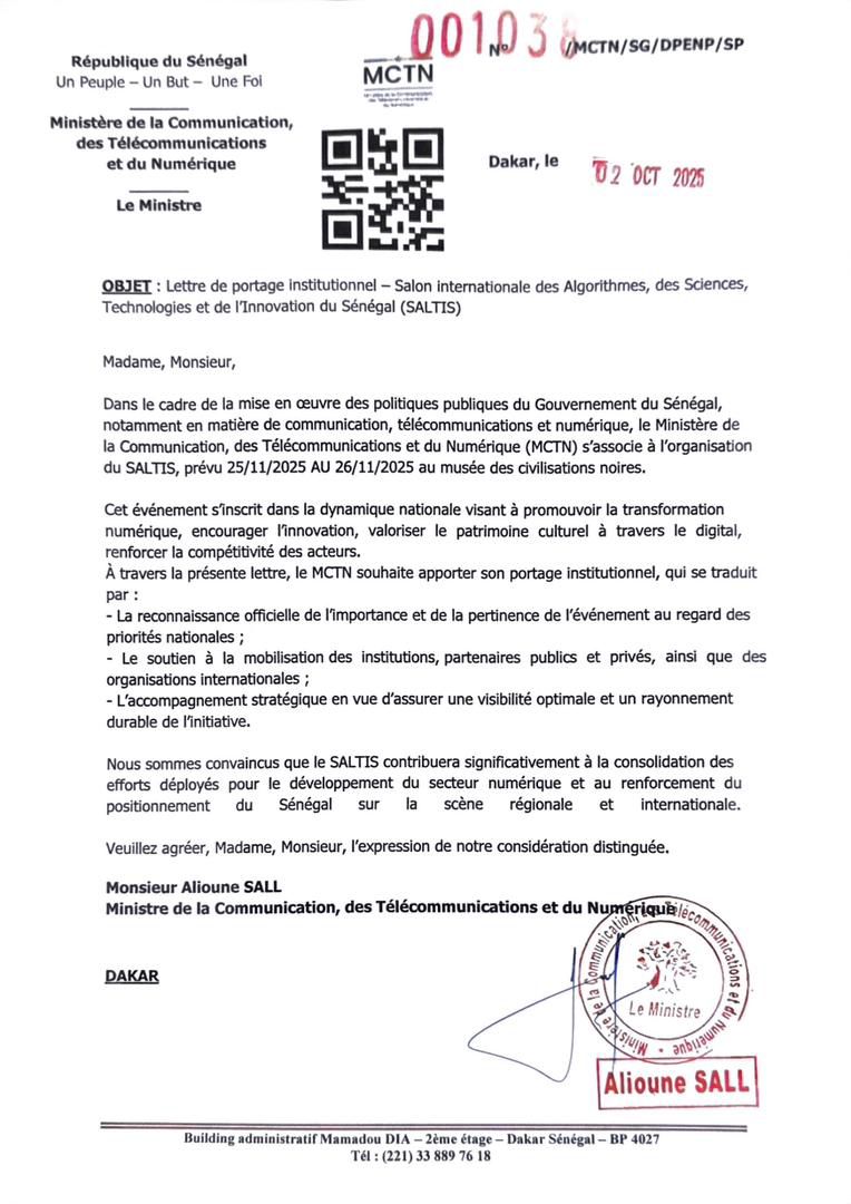 Lettre officielle MCTN